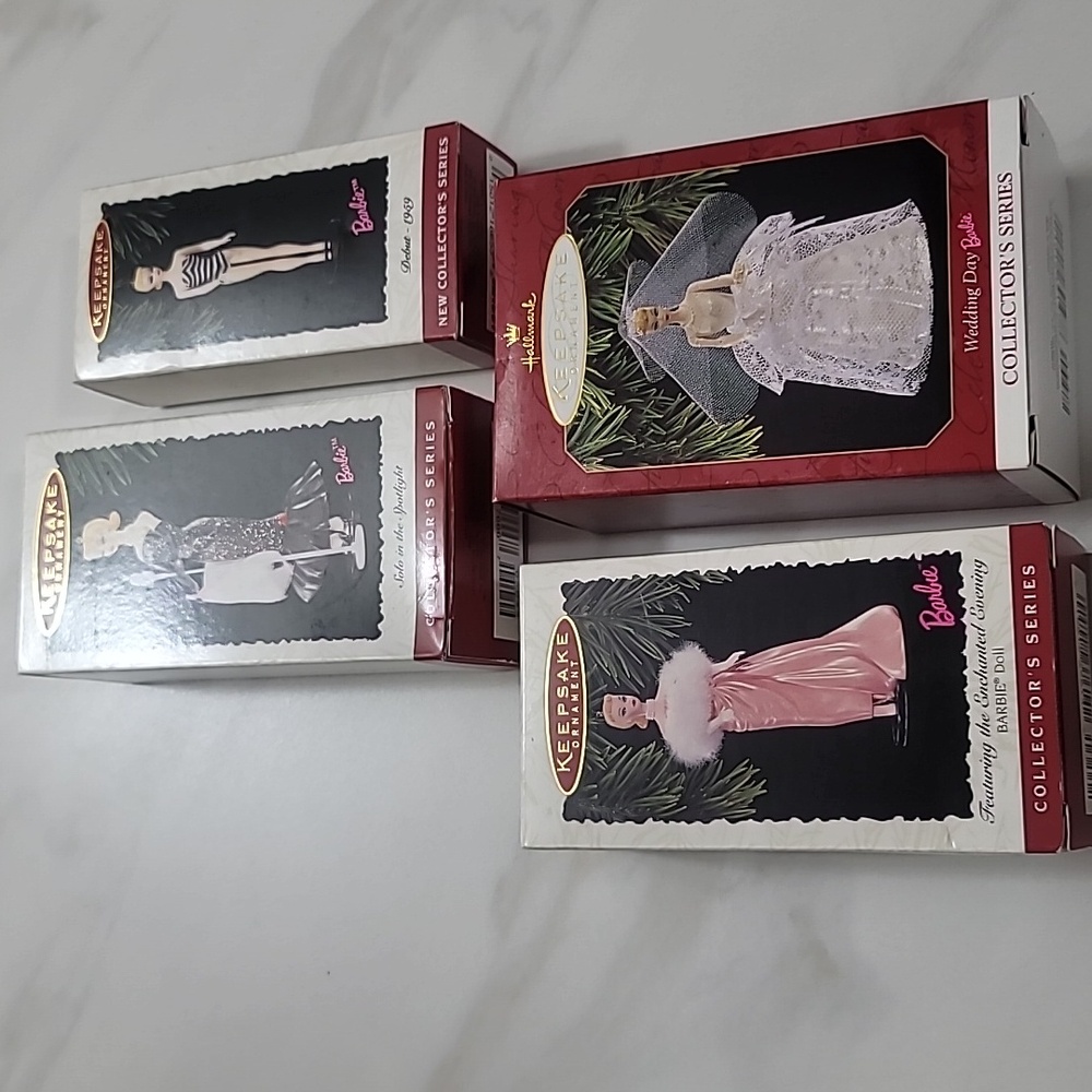 HALLMARK BARBIE ORNAMENTS VINTAGE 90's SET OF FOUR CHRISTMAS HOLIDAY BARBIECORE - Picture 15 of 15